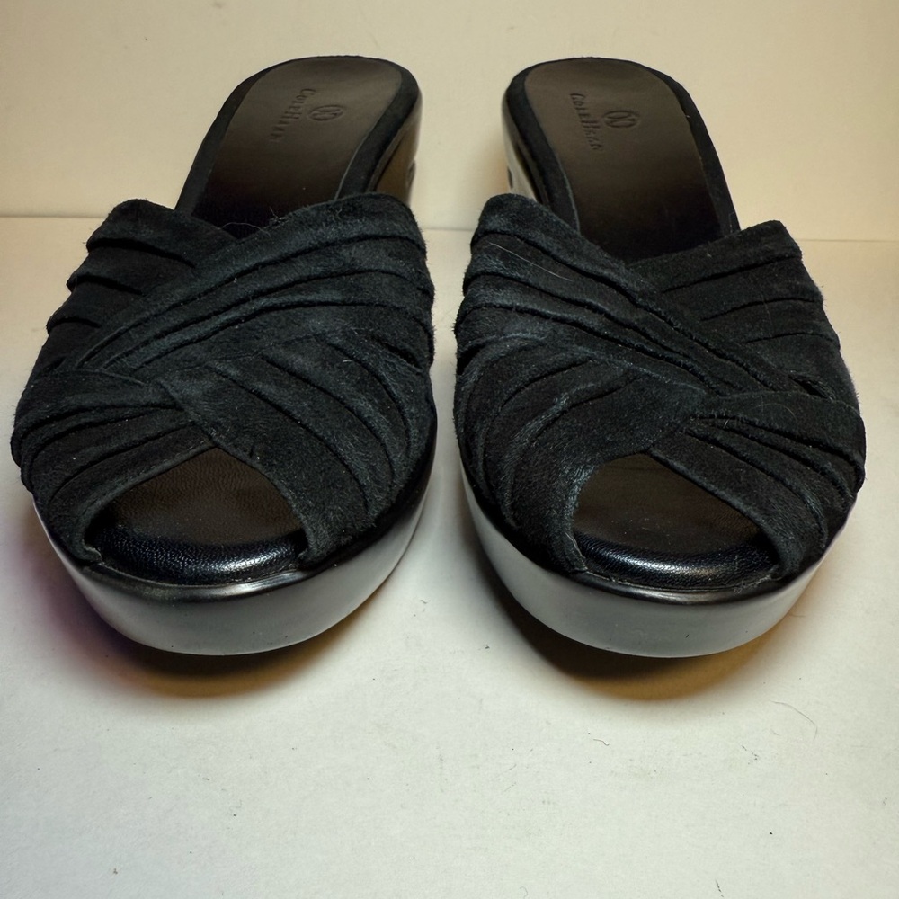 Cole Haan Nike Air Black Wedge Sandals (Heel, Leather Uppers, Round toe) size 8 - Picture 9 of 12
